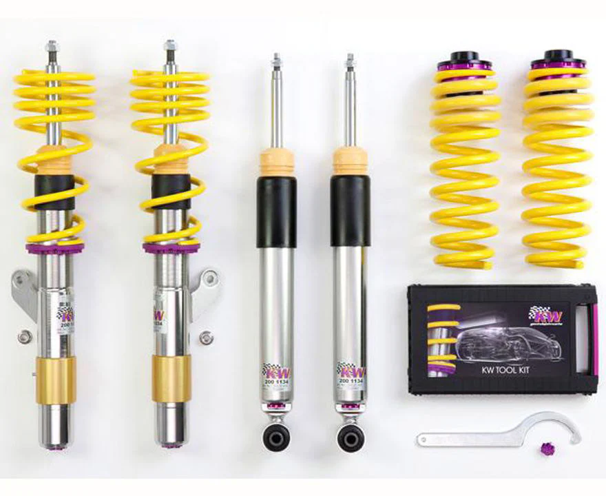 KW V3 inox coilover kit for all F80 M3 Saloon models with EDC, adjustable rebound and compression damping.